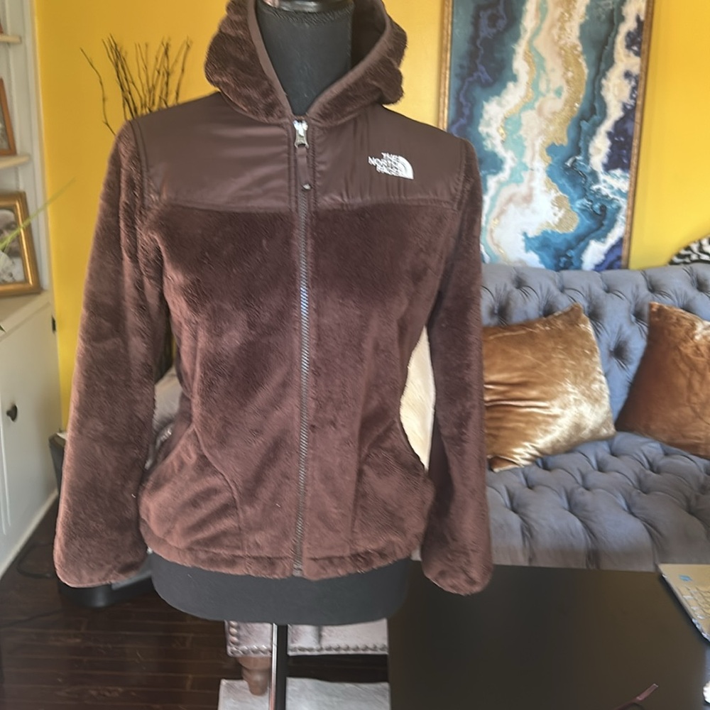 The North Face Fleece Hoodie Jacket Brown Girls Size L - Picture 3 of 10